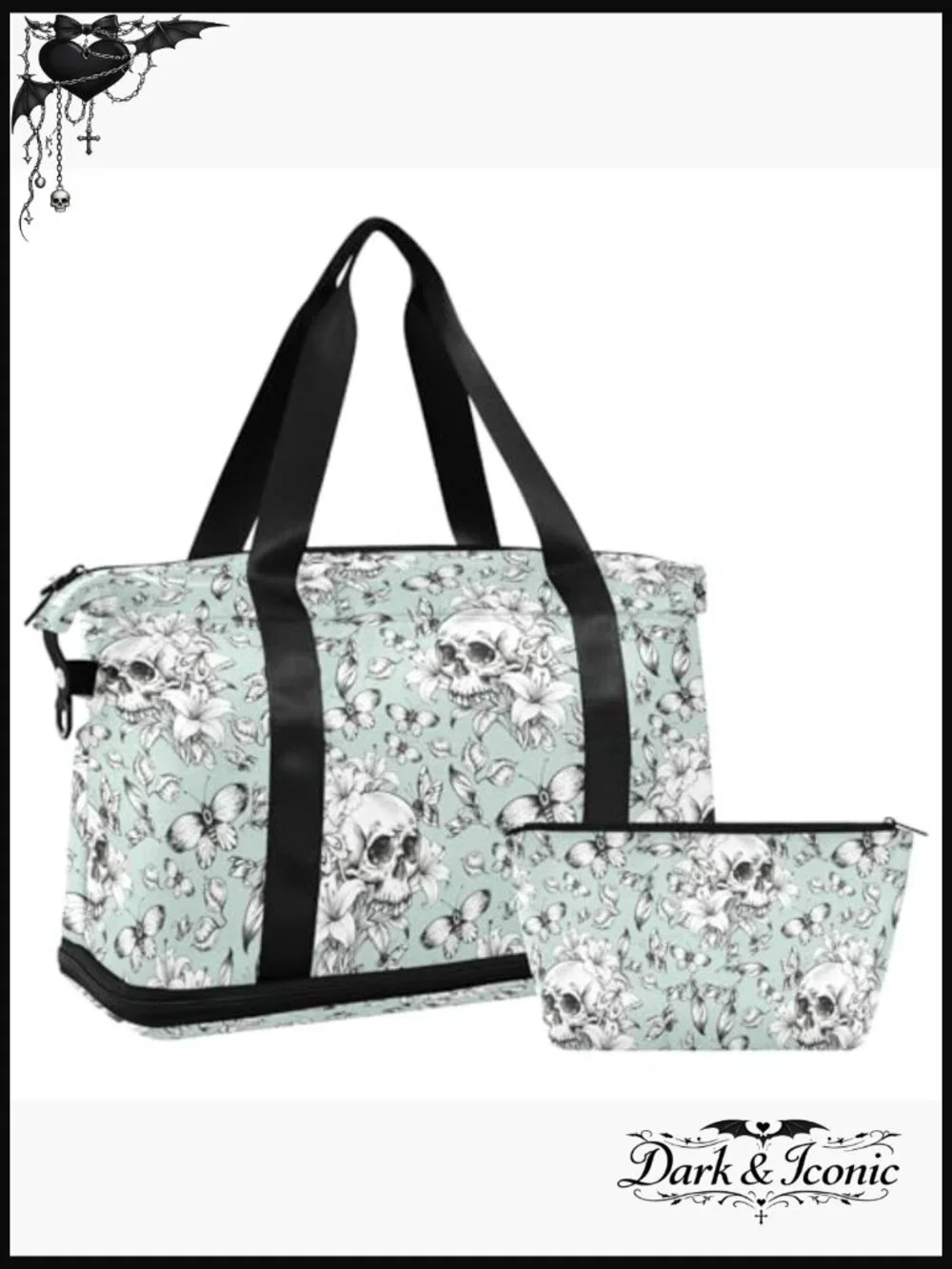 Gothic Skull Vintage Travel Duffel Tote Bag with Wet Pocket